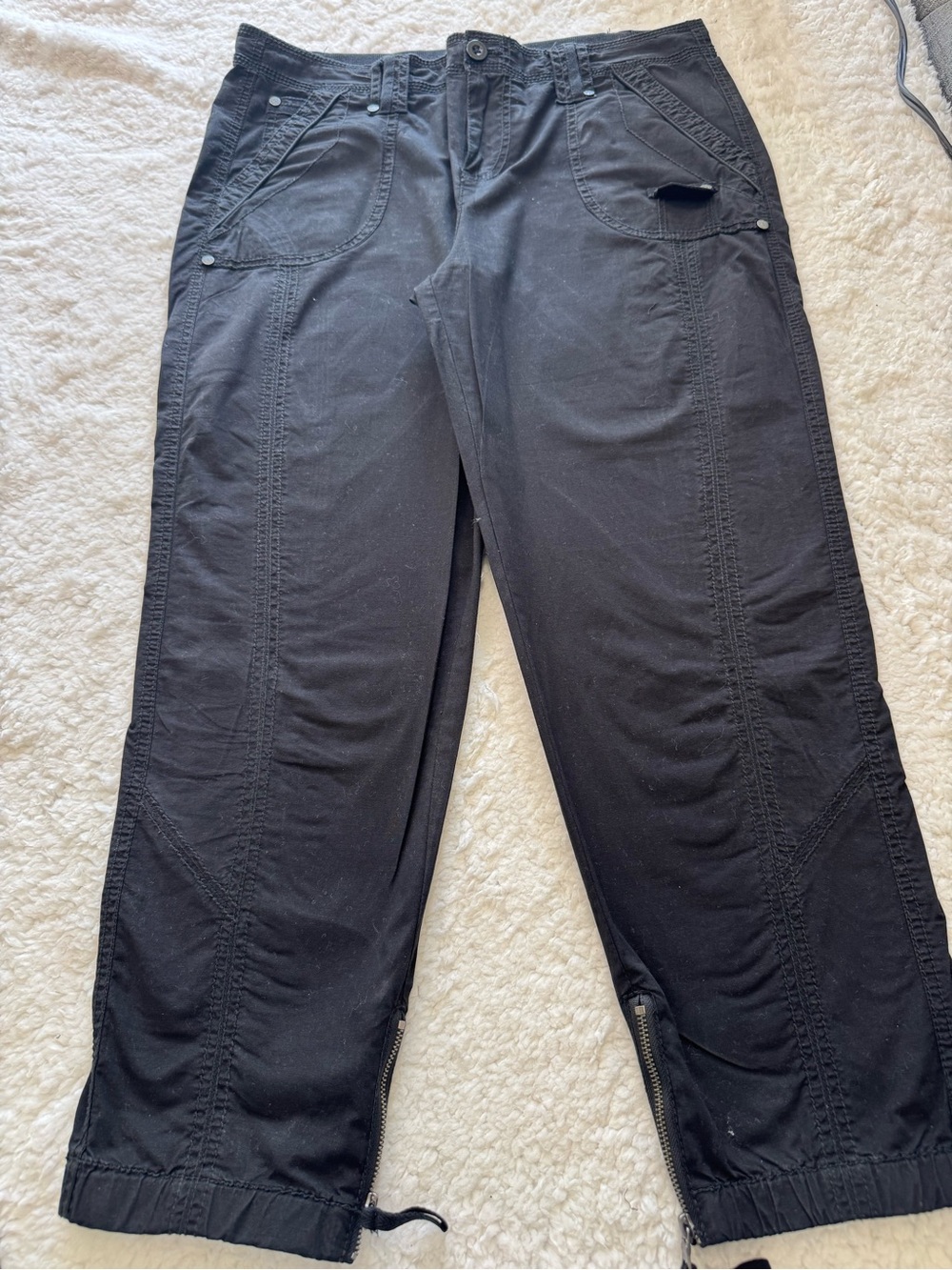 Black Straight-Leg Utility Pants with Zip Ankle